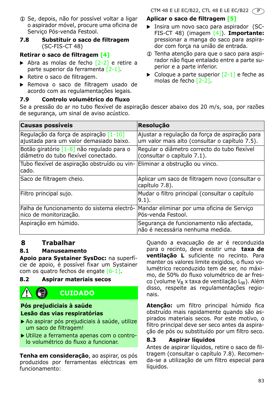 Festool CTM 48 E-LE-AC B22 CLEANTEX User Manual | Page 83 / 110