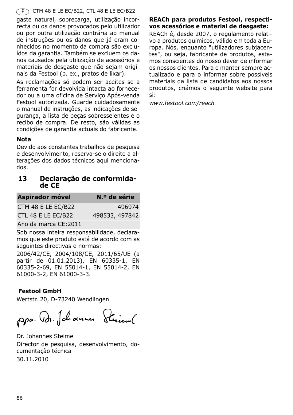 Festool CTM 48 E-LE-AC B22 CLEANTEX User Manual | Page 86 / 110