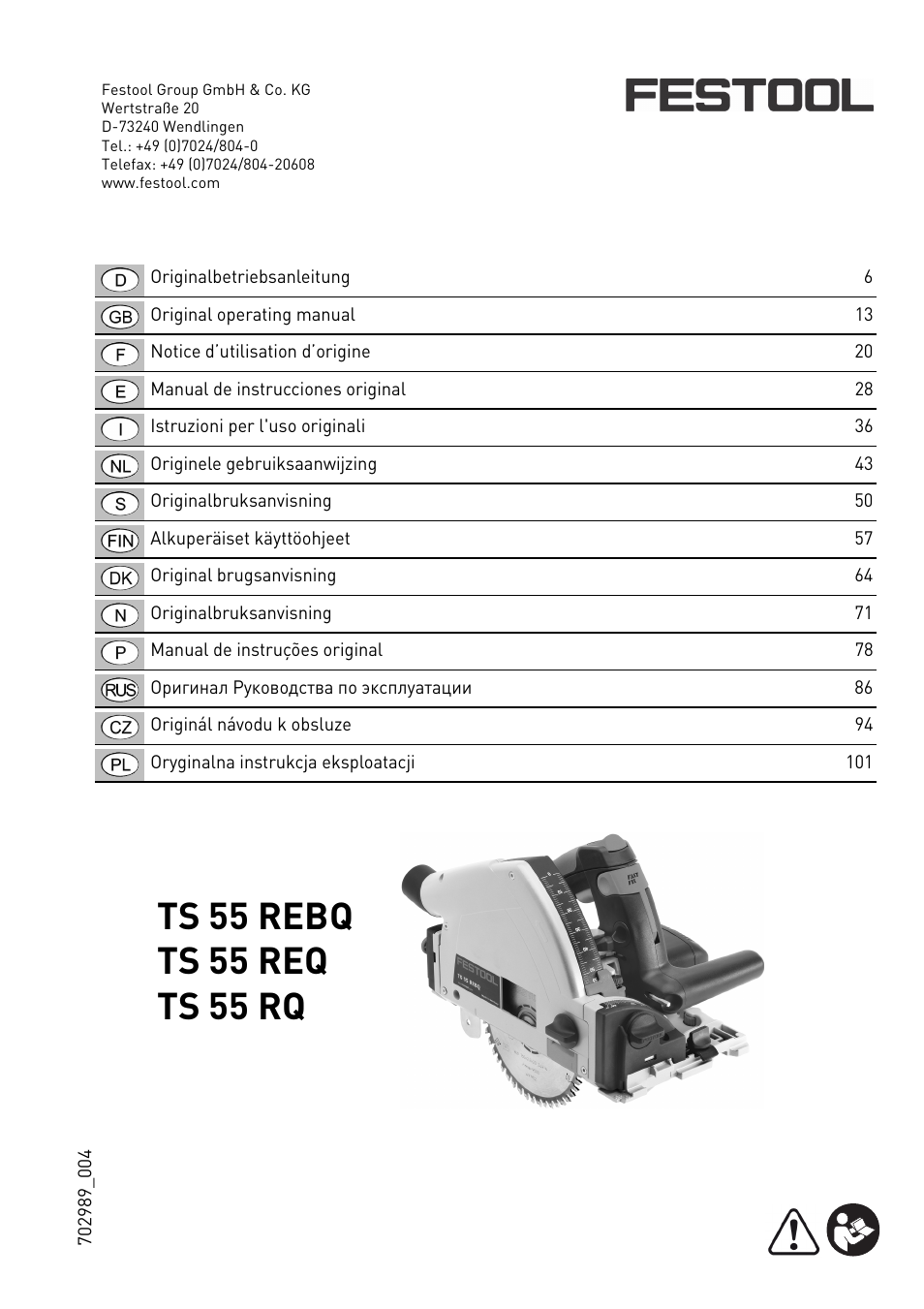 Festool TS 55 R User Manual | 116 pages