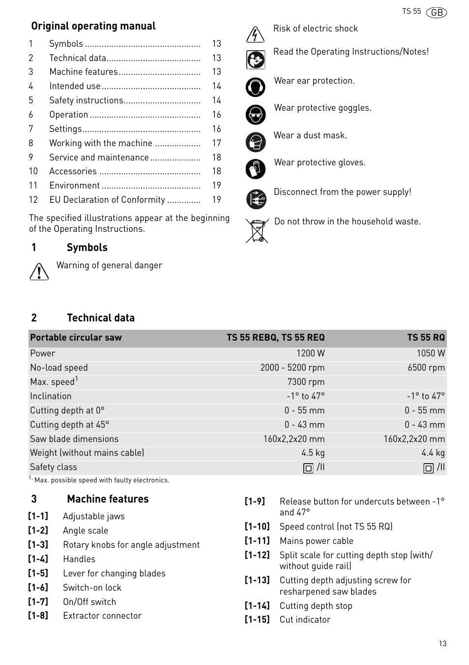 Festool TS 55 R User Manual | Page 13 / 116