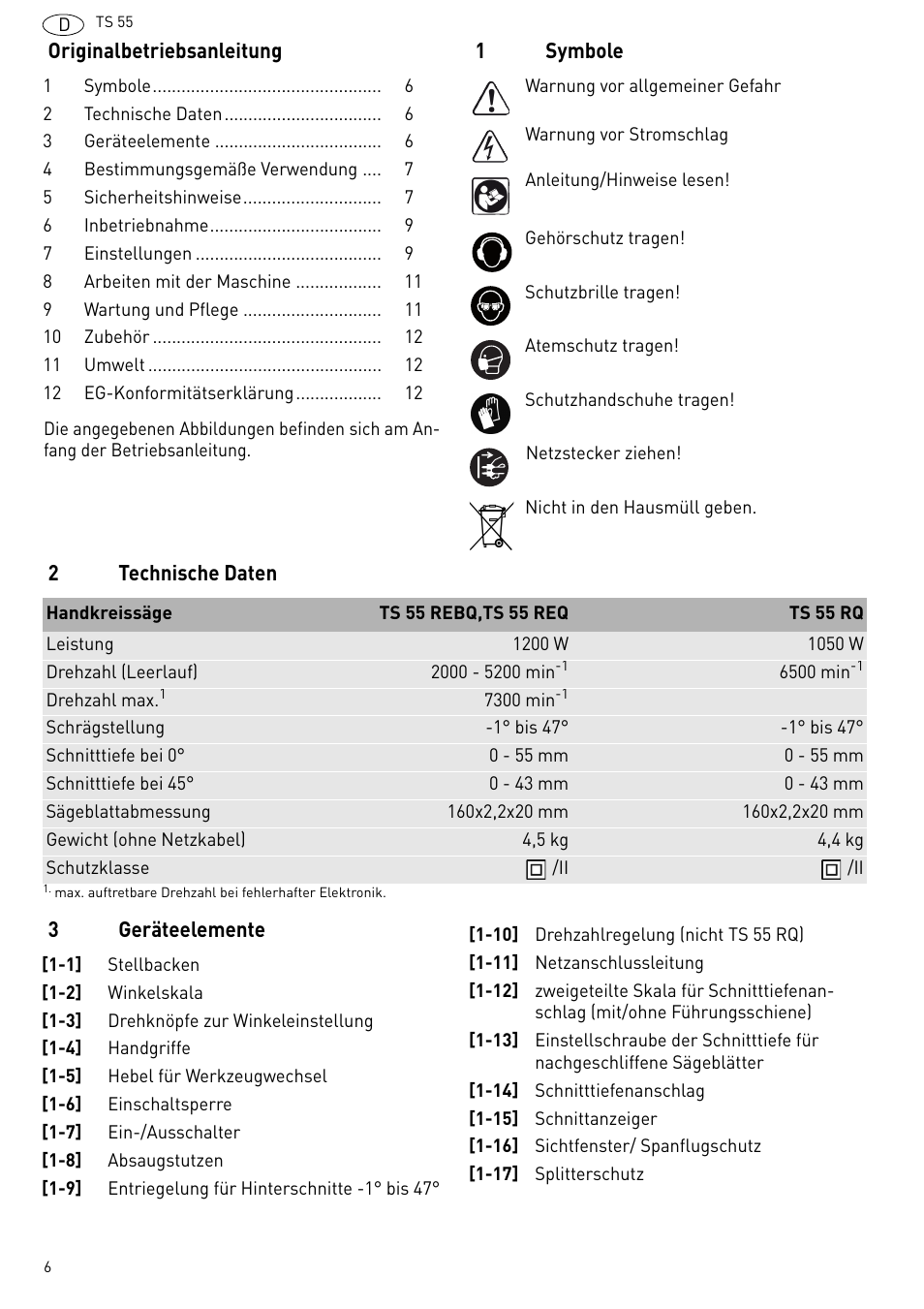 Festool TS 55 R User Manual | Page 6 / 116