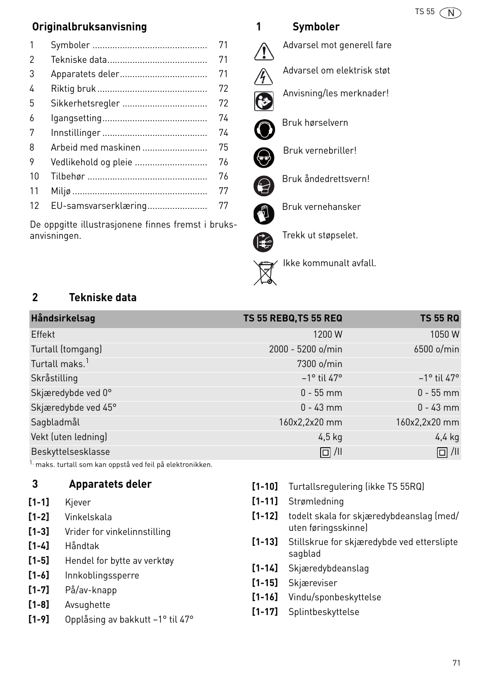 Festool TS 55 R User Manual | Page 71 / 116