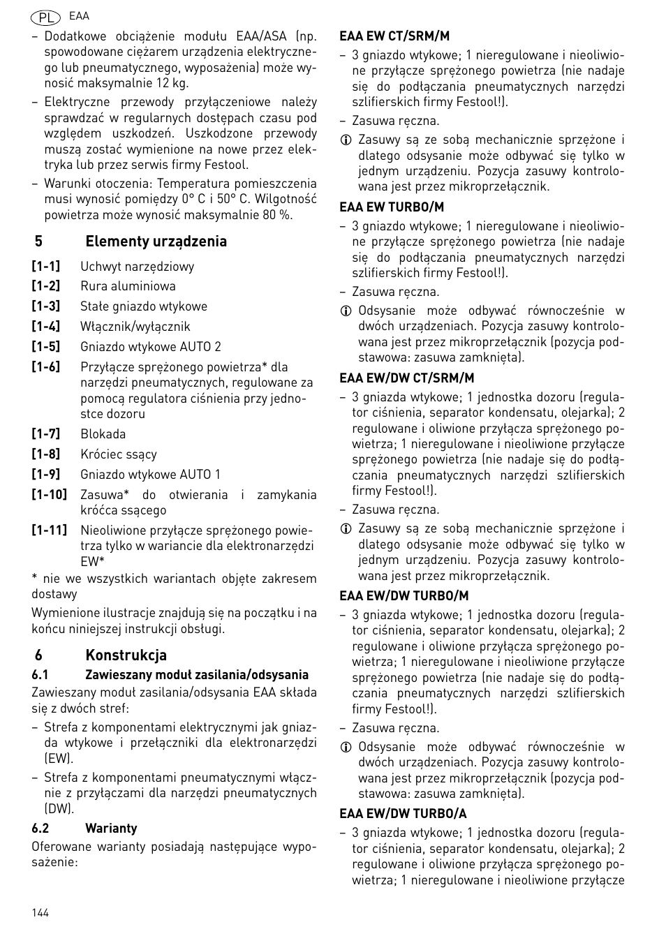 Elementy urządzenia, Konstrukcja | Festool Power box User Manual | Page 144 / 164