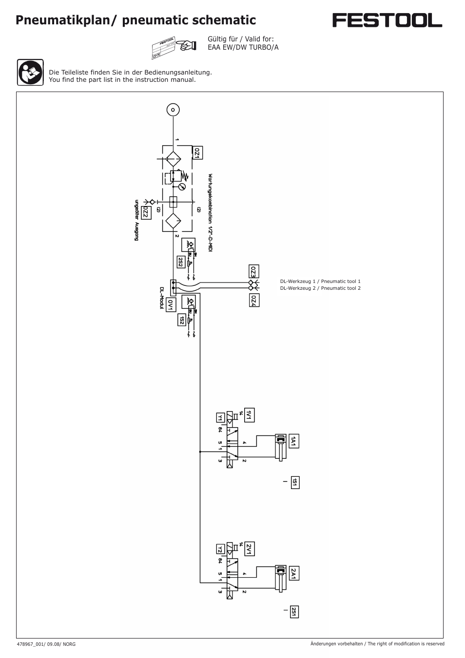 Pneumatikplan/ pneumatic schematic | Festool Power box User Manual | Page 157 / 164