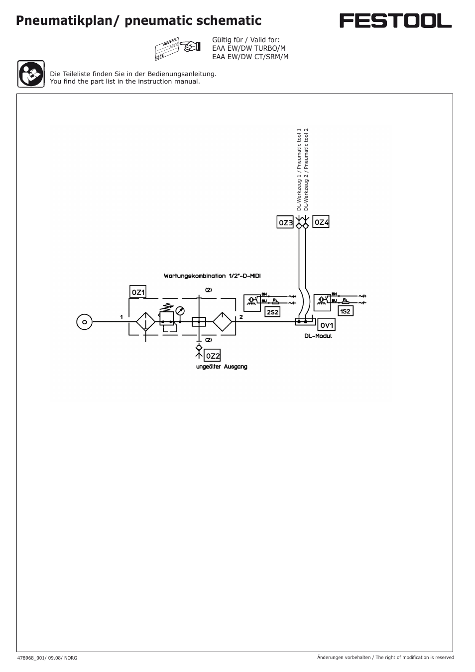 Pneumatikplan/ pneumatic schematic | Festool Power box User Manual | Page 158 / 164