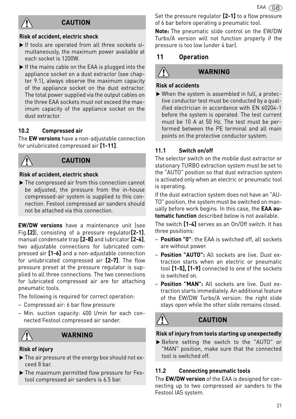 Operation | Festool Power box User Manual | Page 21 / 164