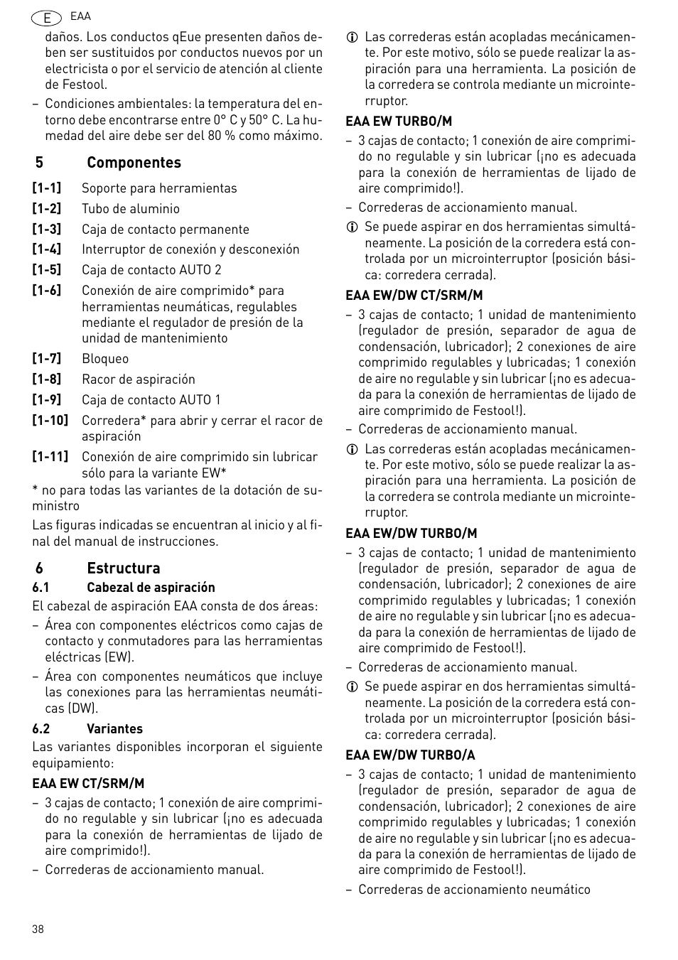 Componentes, Estructura | Festool Power box User Manual | Page 38 / 164