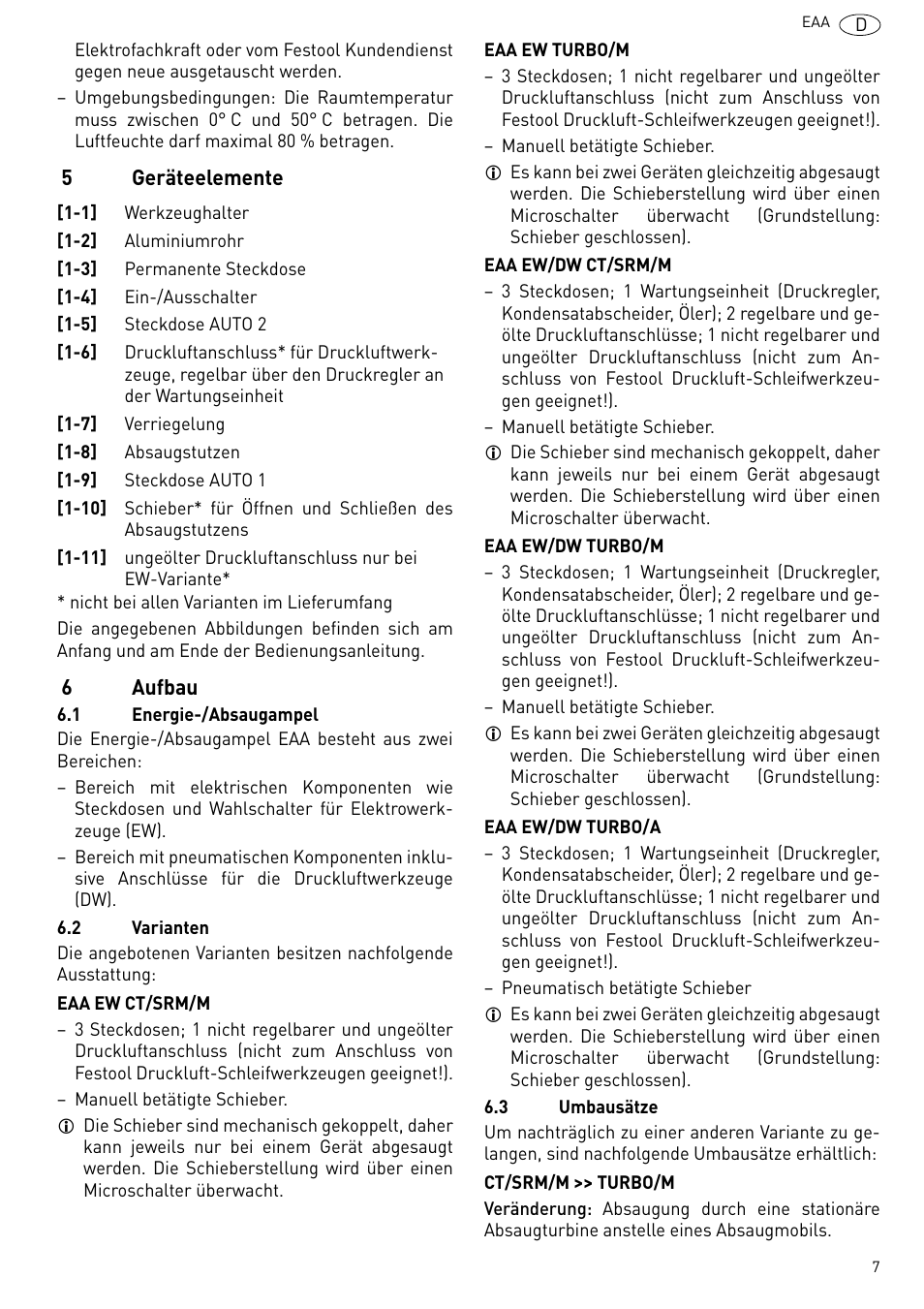 Geräteelemente, Aufbau | Festool Power box User Manual | Page 7 / 164