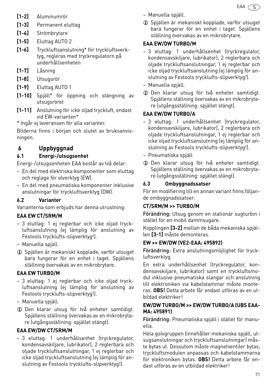 Uppbyggnad | Festool Power box User Manual | Page 71 / 164