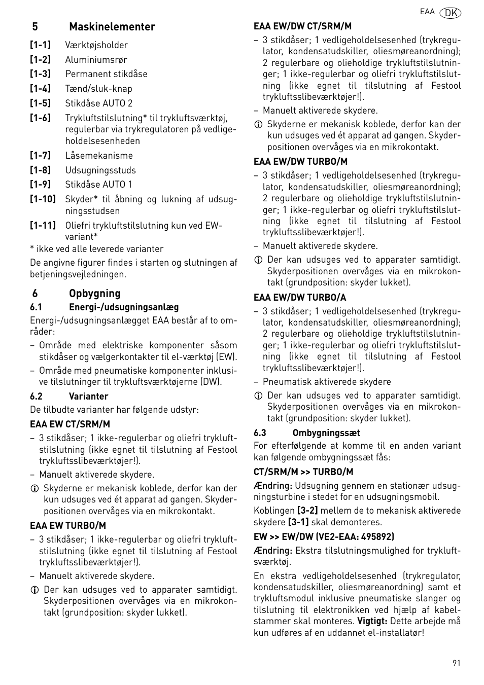 Maskinelementer, Opbygning | Festool Power box User Manual | Page 91 / 164