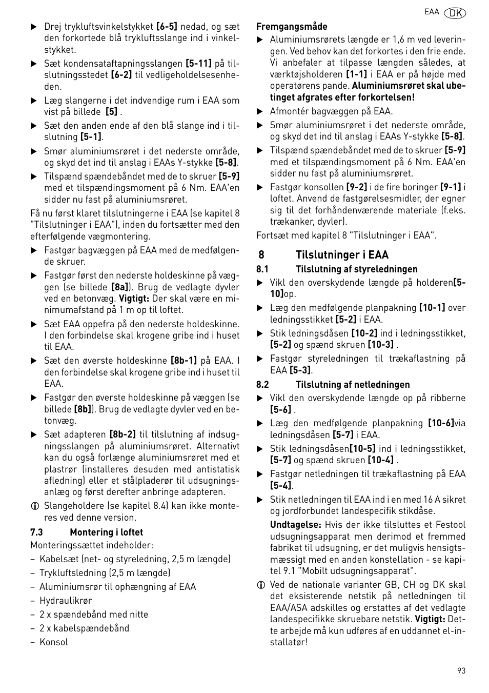 Tilslutninger i eaa, 8tilslutninger i eaa | Festool Power box User Manual | Page 93 / 164