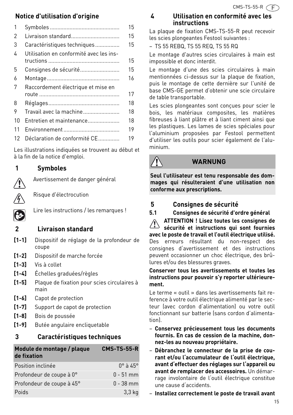 Festool CMS TS 55 User Manual | Page 15 / 76