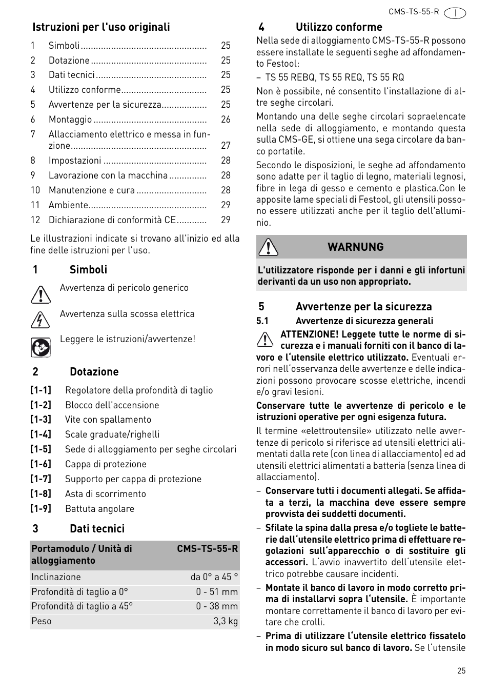 Festool CMS TS 55 User Manual | Page 25 / 76