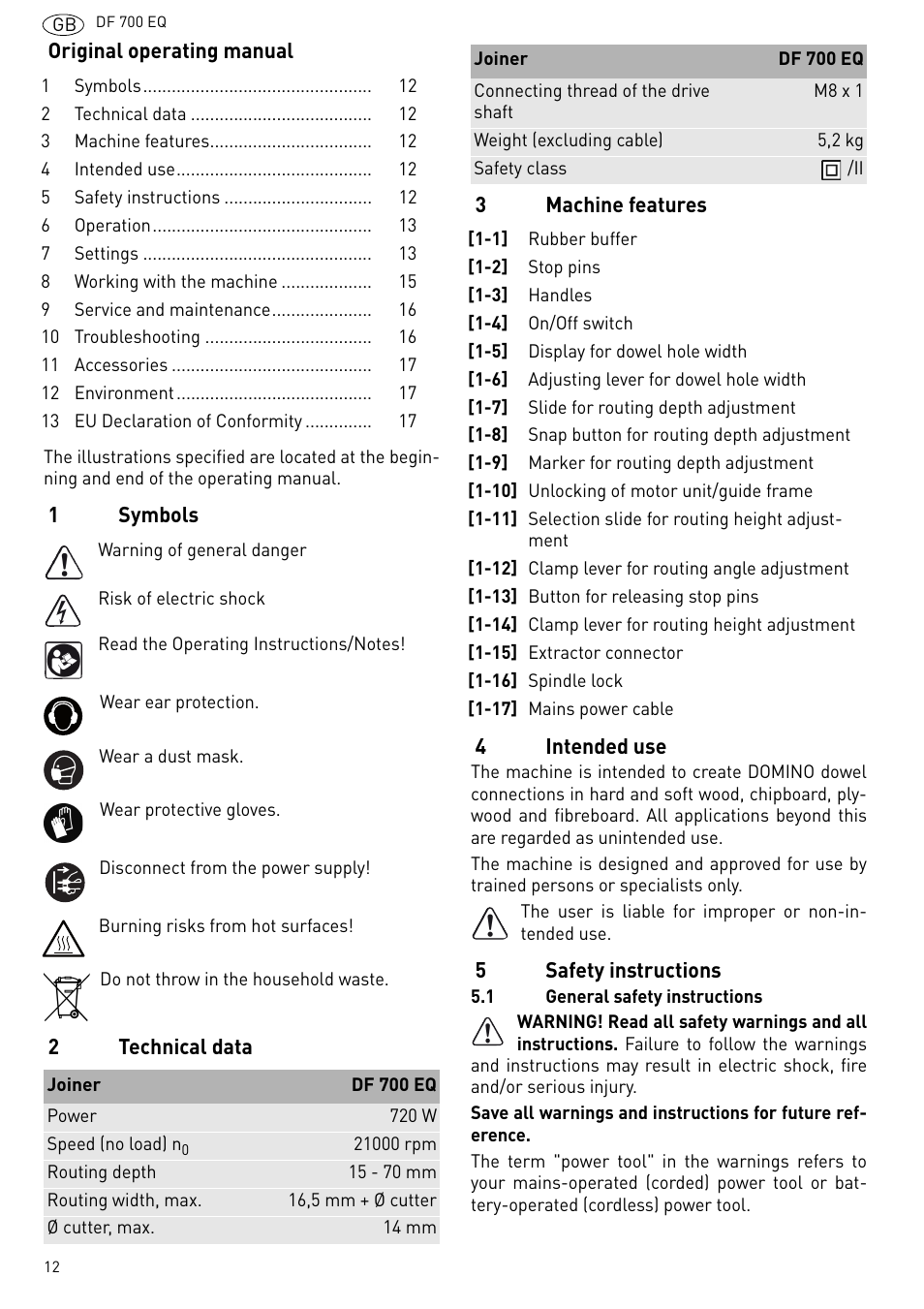 Festool DF 700 EQ User Manual | Page 12 / 100