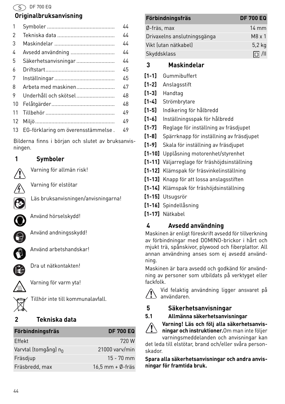 Festool DF 700 EQ User Manual | Page 44 / 100