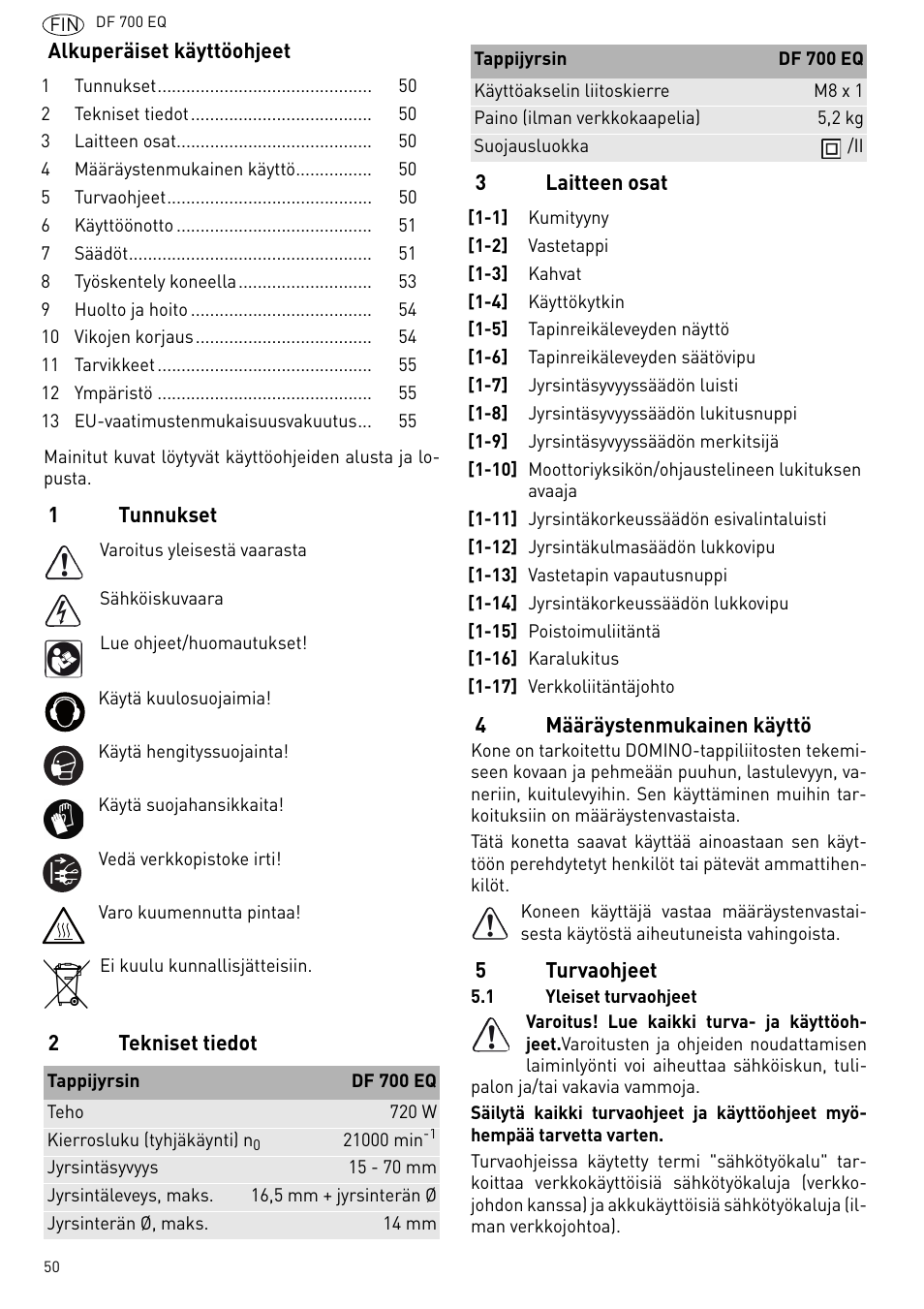 Festool DF 700 EQ User Manual | Page 50 / 100