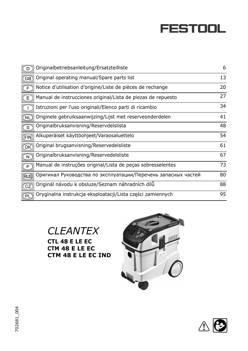 Festool CTH 48 E-LE-AC CLEANTEX User Manual | 101 pages
