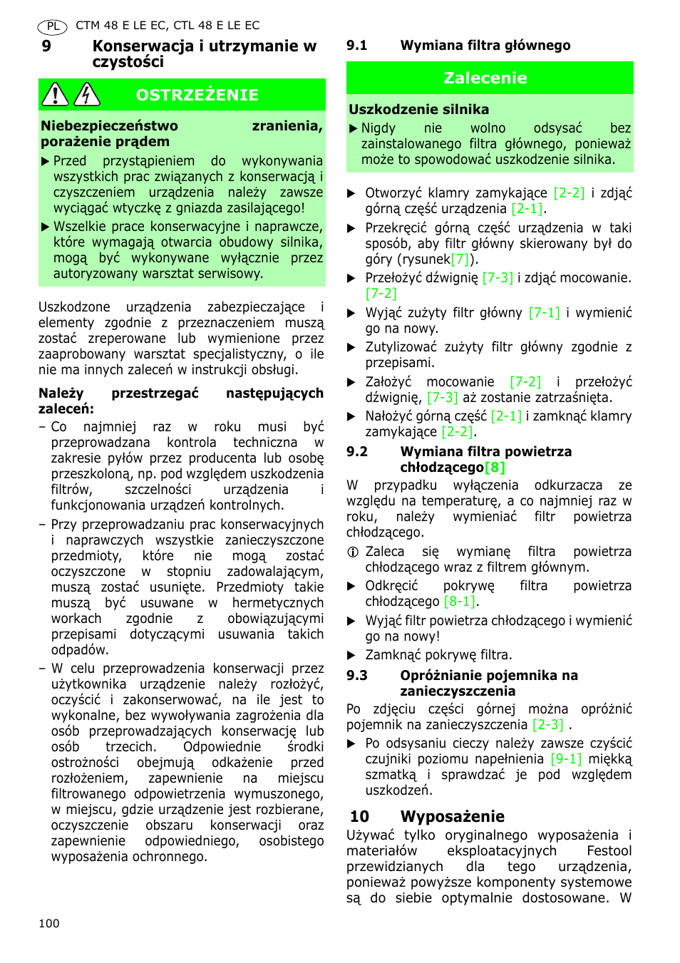 Festool CTH 48 E-LE-AC CLEANTEX User Manual | Page 100 / 101