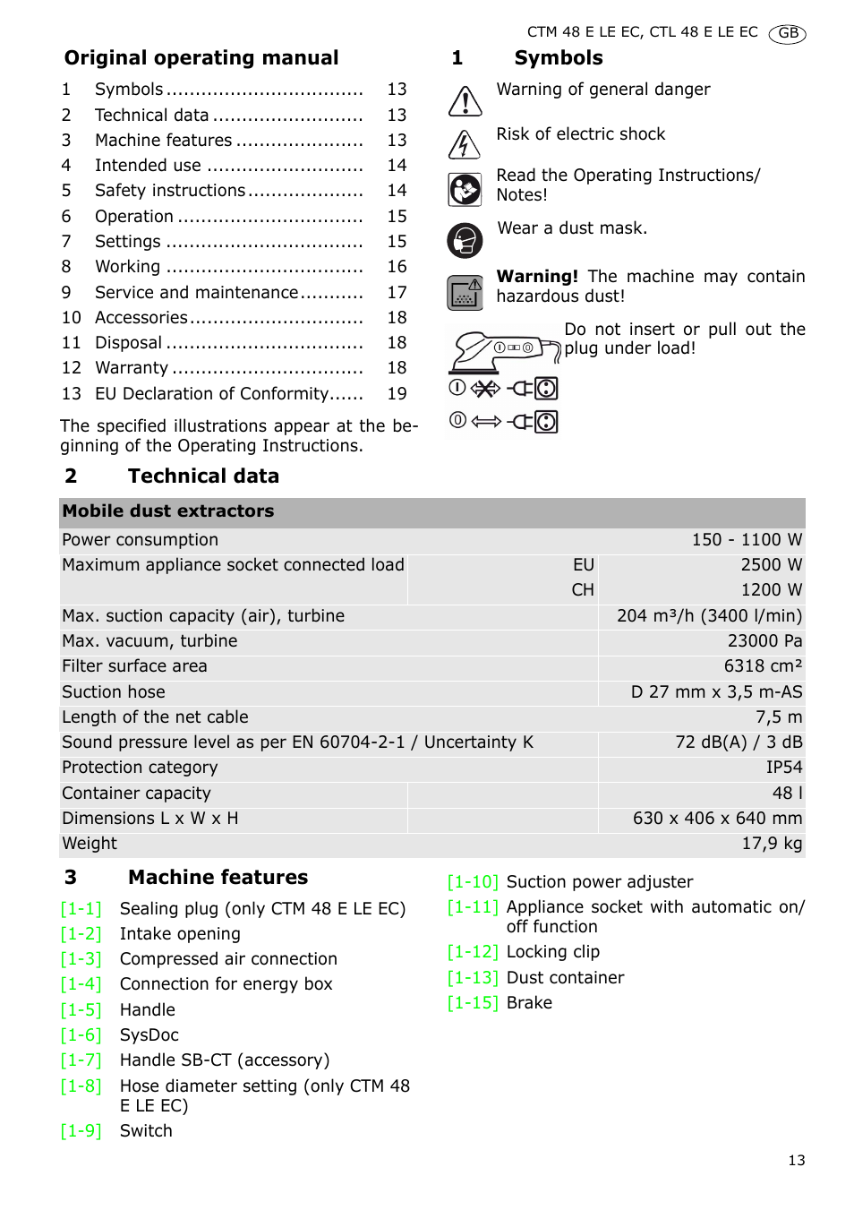 Festool CTH 48 E-LE-AC CLEANTEX User Manual | Page 13 / 101