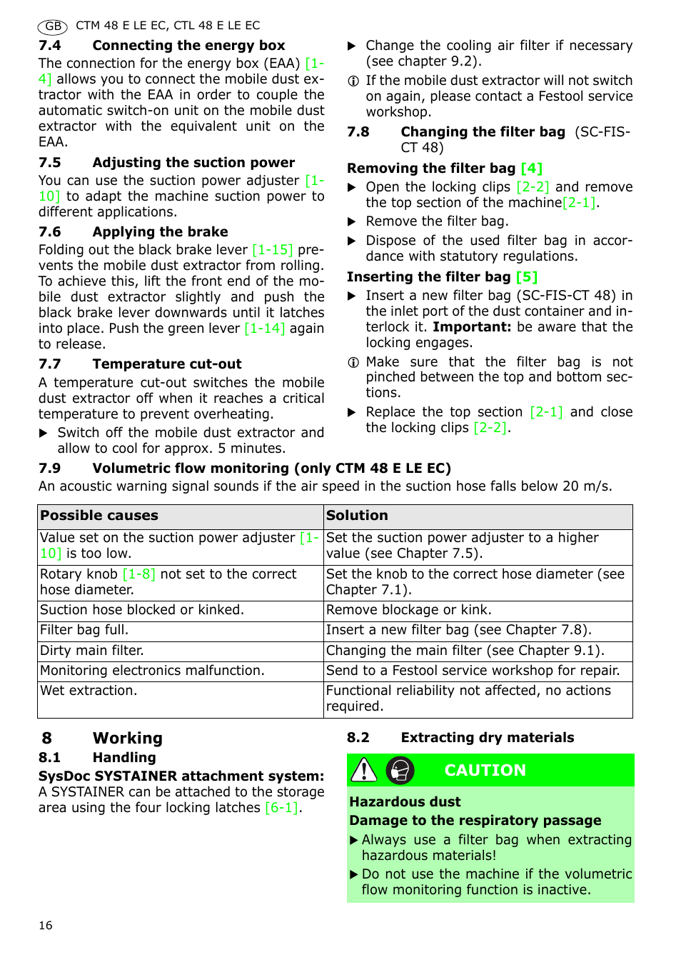 Festool CTH 48 E-LE-AC CLEANTEX User Manual | Page 16 / 101