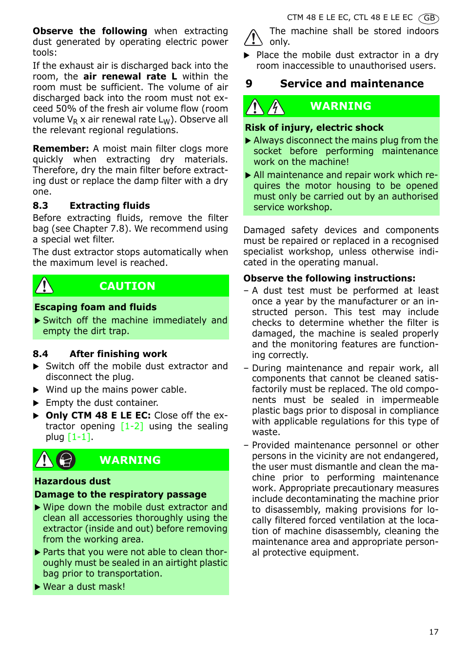 Festool CTH 48 E-LE-AC CLEANTEX User Manual | Page 17 / 101