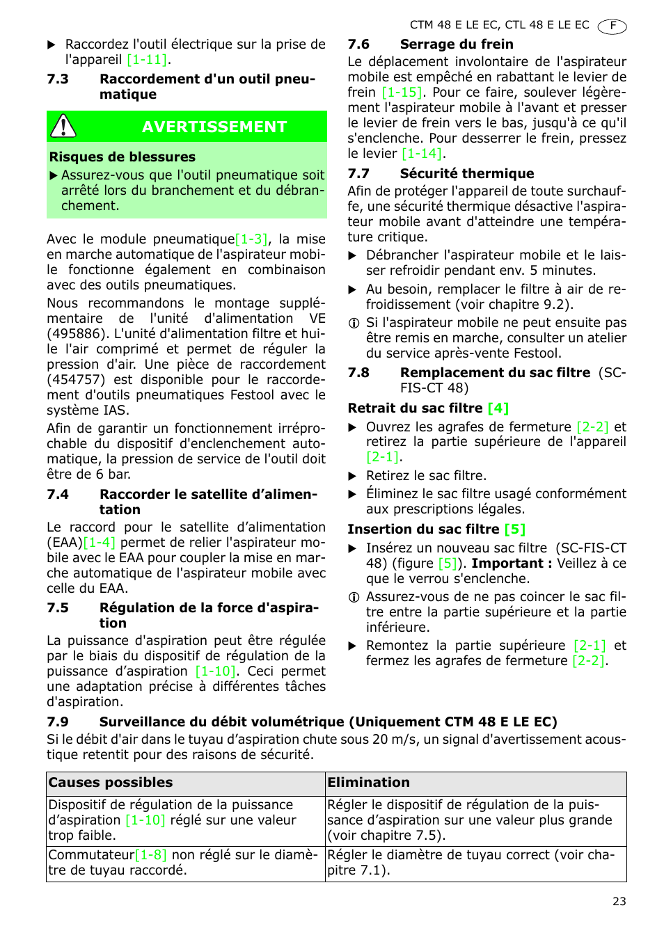 Festool CTH 48 E-LE-AC CLEANTEX User Manual | Page 23 / 101