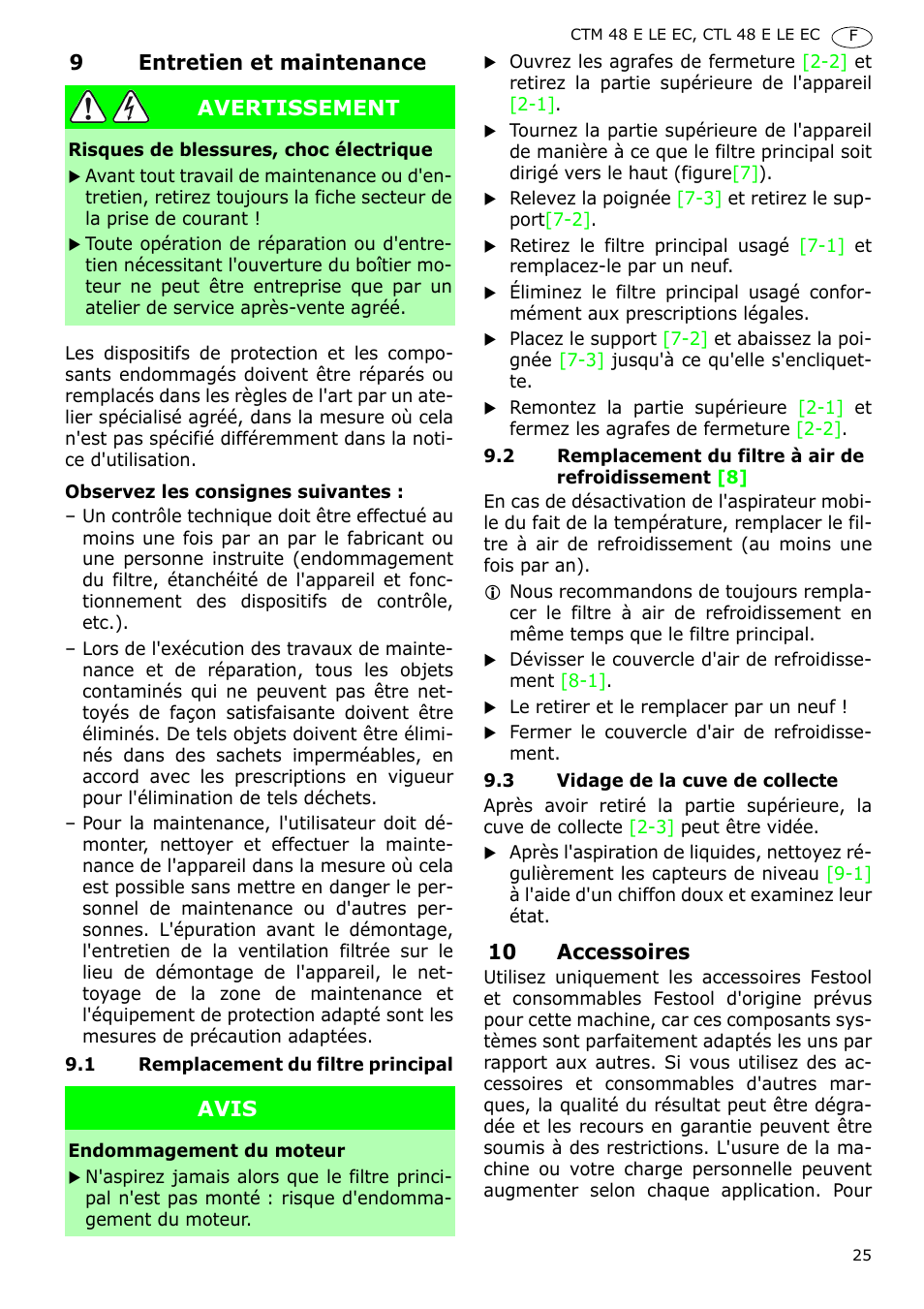 Festool CTH 48 E-LE-AC CLEANTEX User Manual | Page 25 / 101