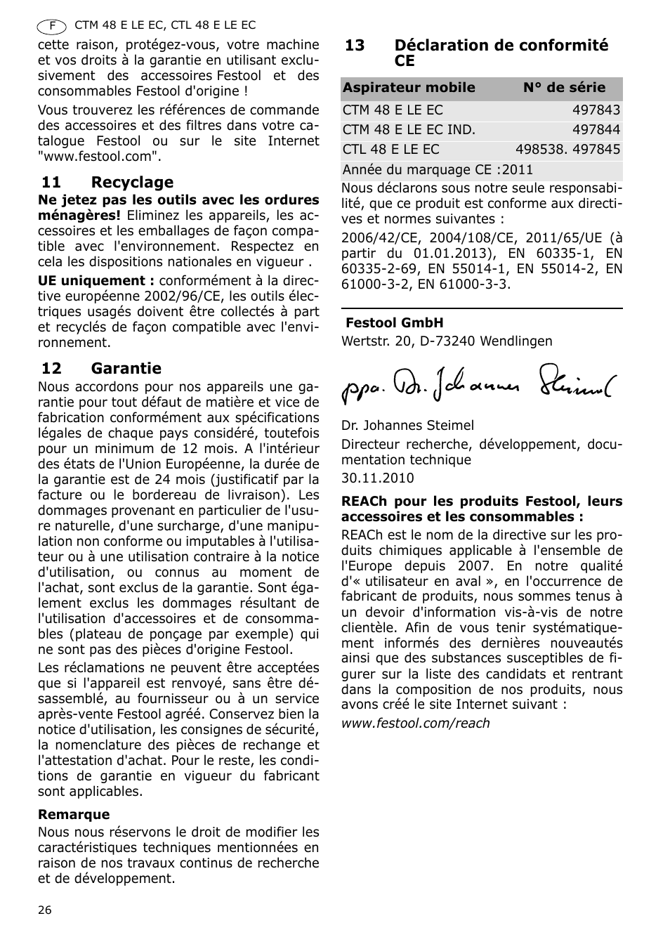 Festool CTH 48 E-LE-AC CLEANTEX User Manual | Page 26 / 101