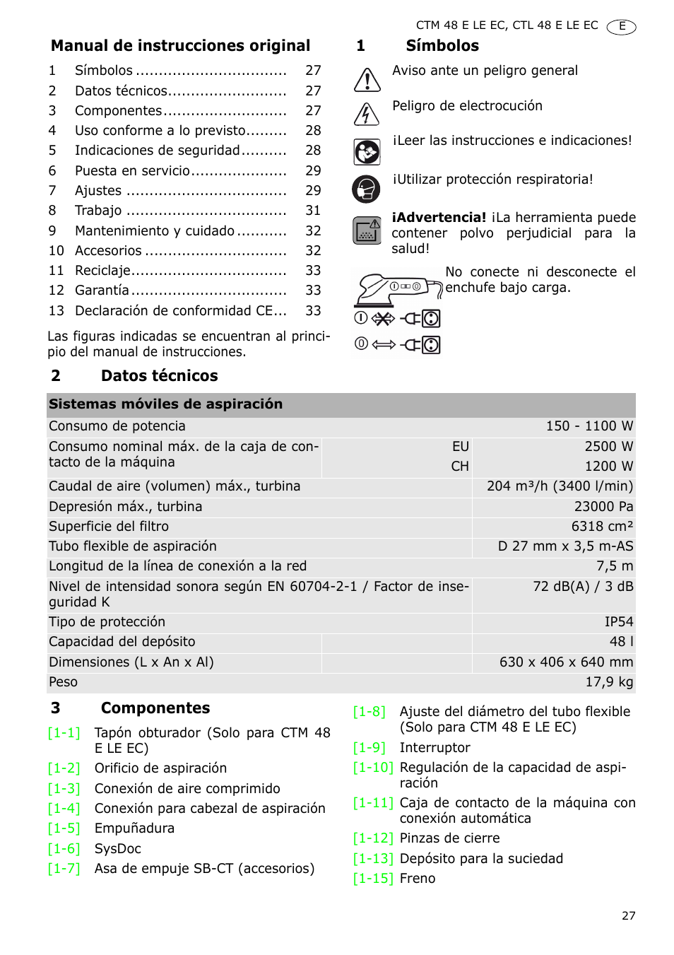 Festool CTH 48 E-LE-AC CLEANTEX User Manual | Page 27 / 101