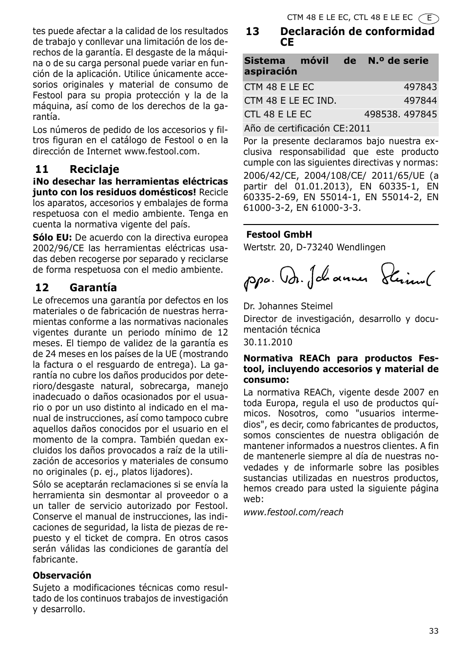 Festool CTH 48 E-LE-AC CLEANTEX User Manual | Page 33 / 101