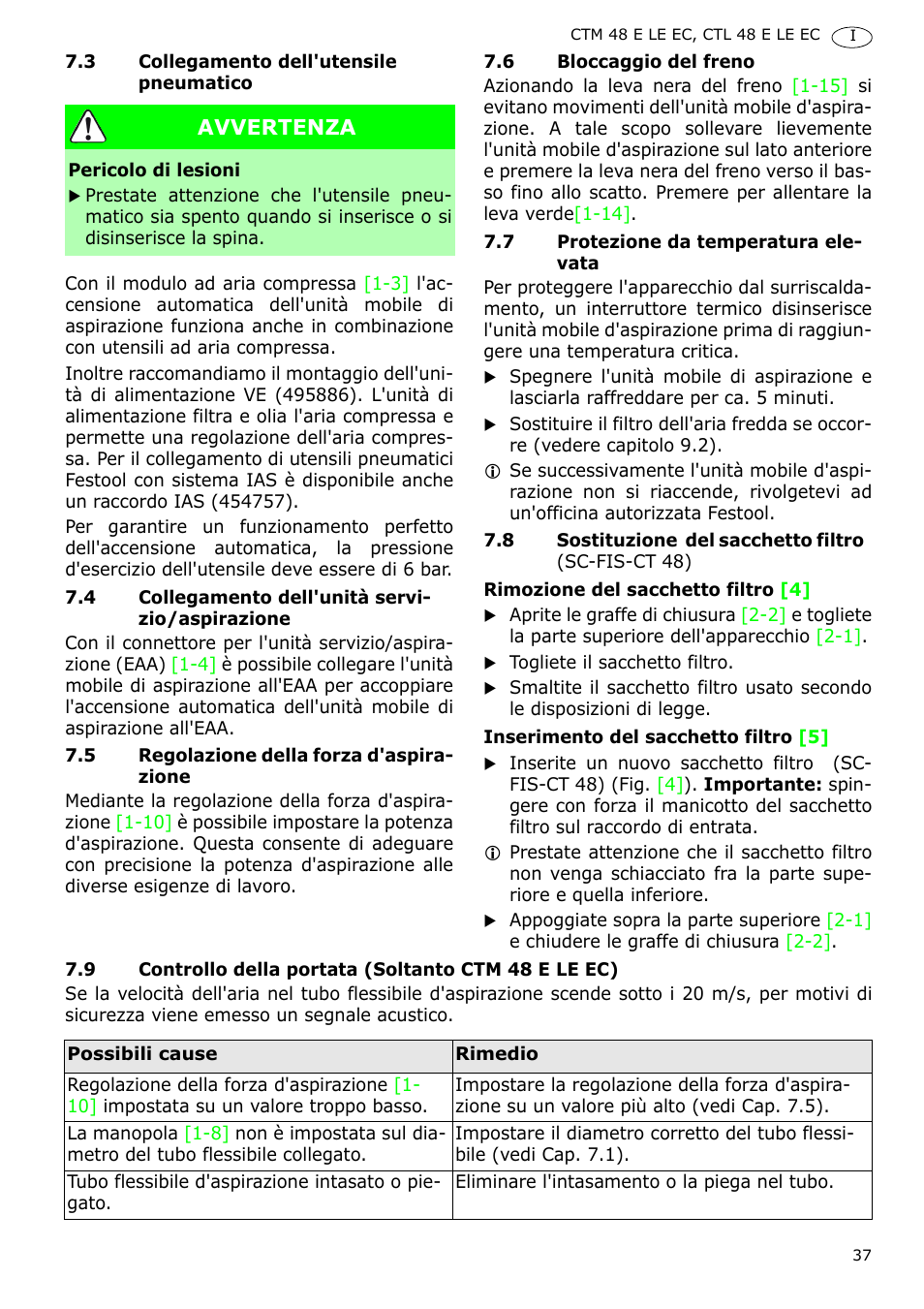 Festool CTH 48 E-LE-AC CLEANTEX User Manual | Page 37 / 101