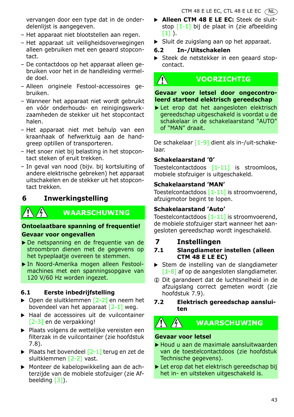 Festool CTH 48 E-LE-AC CLEANTEX User Manual | Page 43 / 101