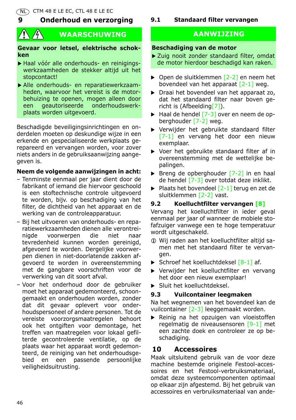 Festool CTH 48 E-LE-AC CLEANTEX User Manual | Page 46 / 101