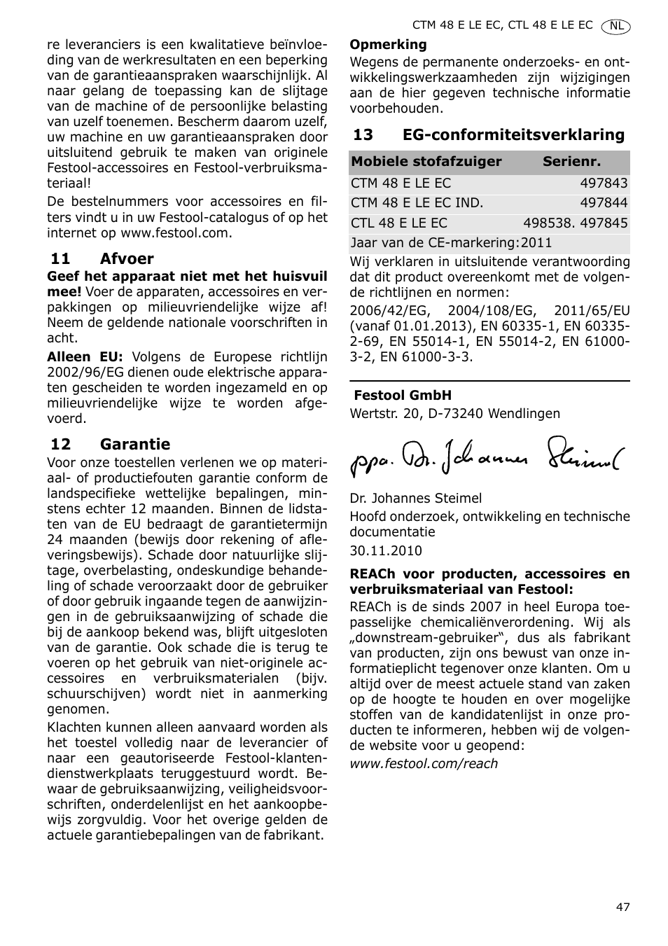 Festool CTH 48 E-LE-AC CLEANTEX User Manual | Page 47 / 101