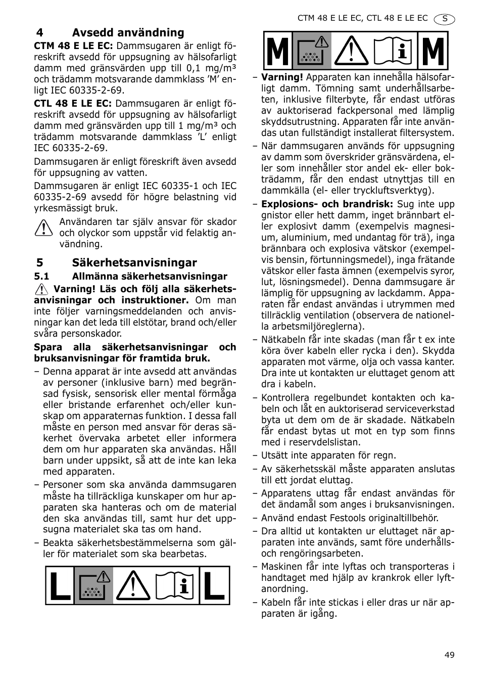 Festool CTH 48 E-LE-AC CLEANTEX User Manual | Page 49 / 101