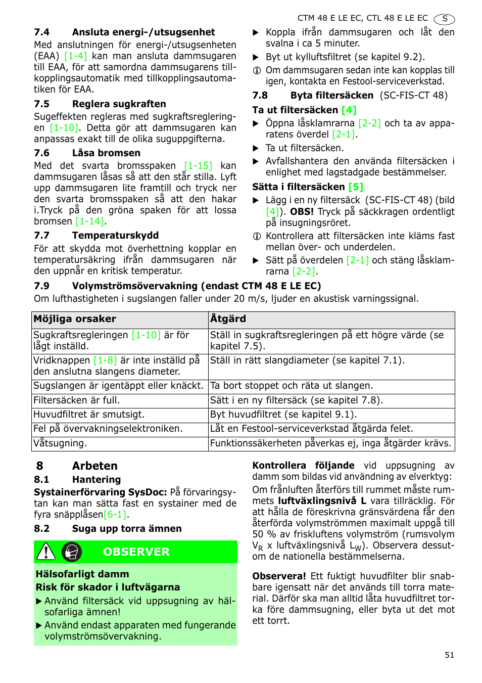 Festool CTH 48 E-LE-AC CLEANTEX User Manual | Page 51 / 101