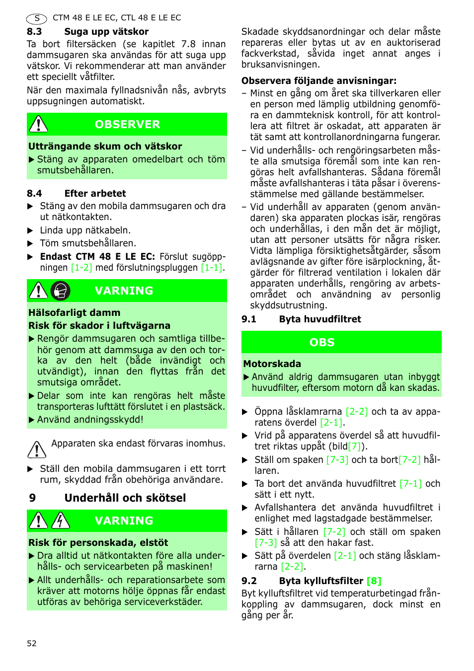 Festool CTH 48 E-LE-AC CLEANTEX User Manual | Page 52 / 101