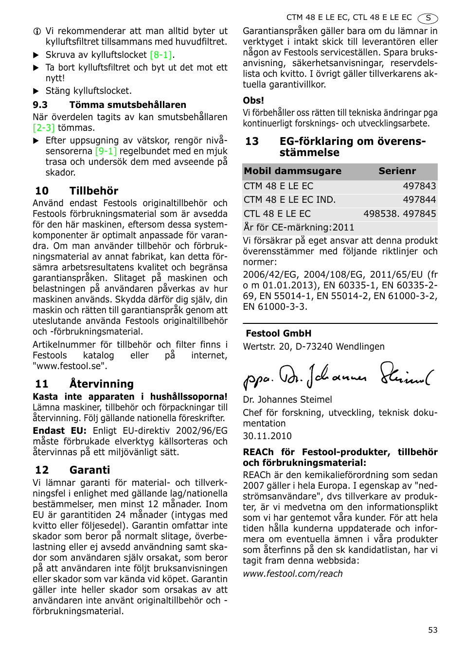 Festool CTH 48 E-LE-AC CLEANTEX User Manual | Page 53 / 101