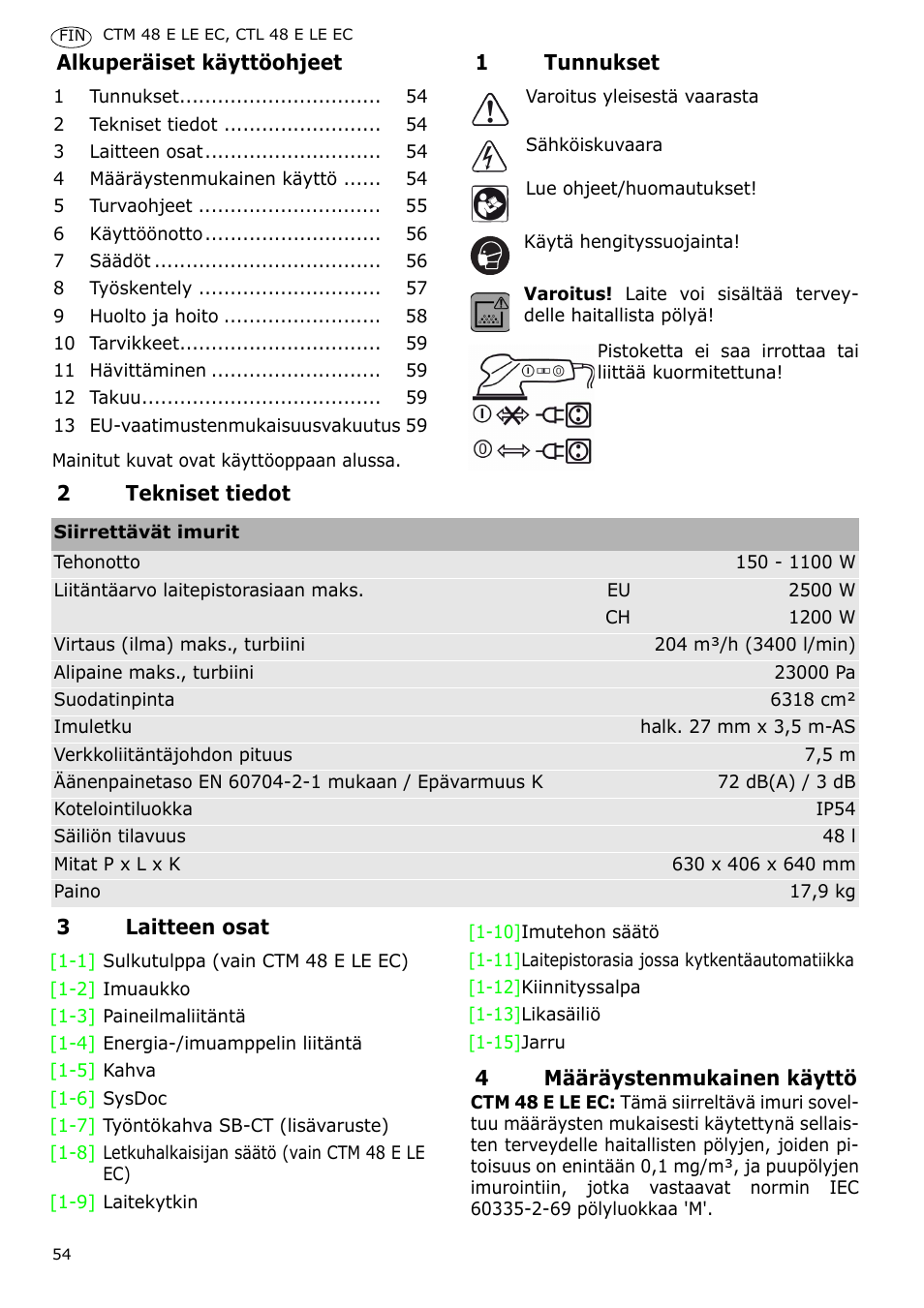 Festool CTH 48 E-LE-AC CLEANTEX User Manual | Page 54 / 101