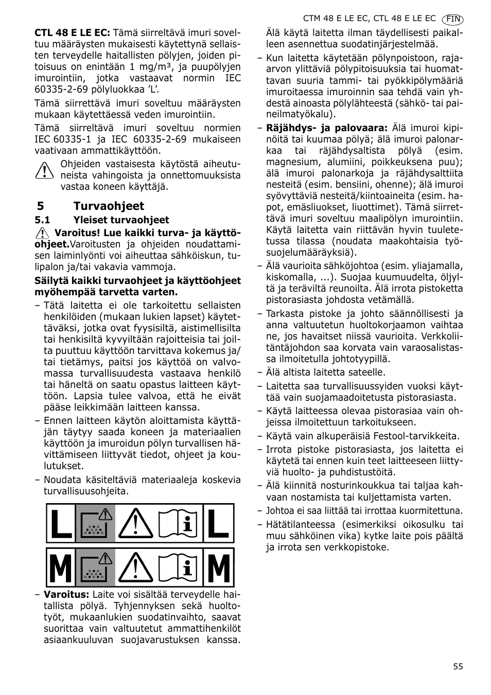 Festool CTH 48 E-LE-AC CLEANTEX User Manual | Page 55 / 101