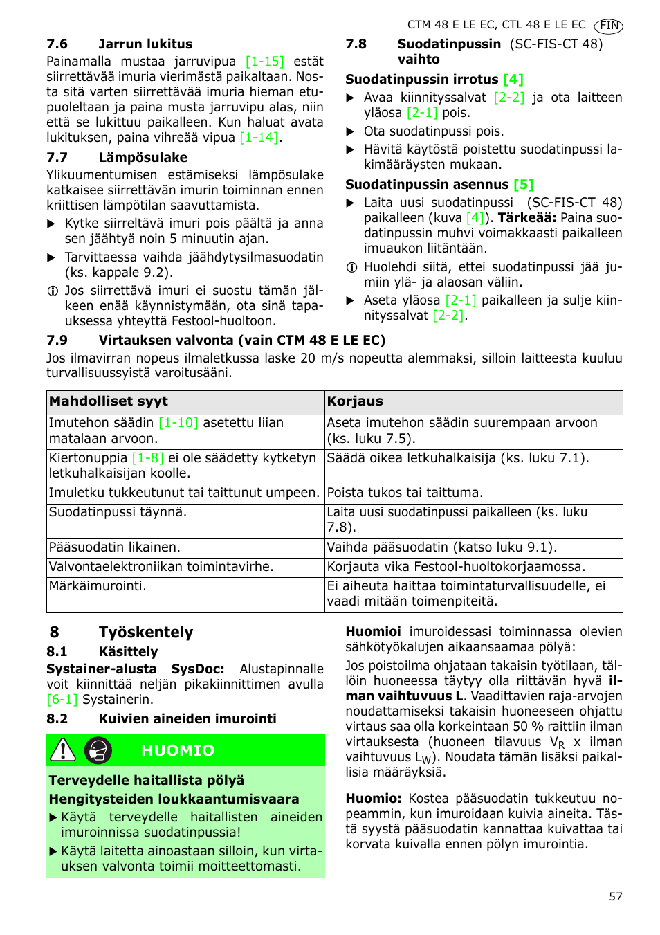 Festool CTH 48 E-LE-AC CLEANTEX User Manual | Page 57 / 101