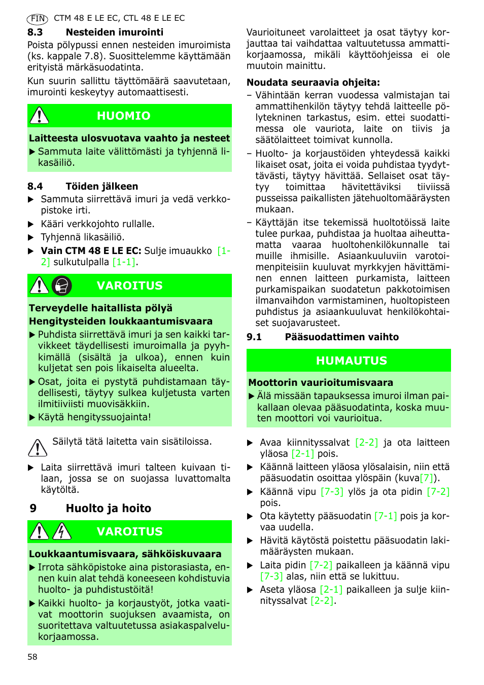 Festool CTH 48 E-LE-AC CLEANTEX User Manual | Page 58 / 101