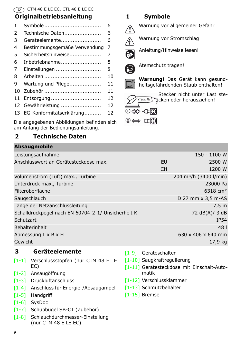 Festool CTH 48 E-LE-AC CLEANTEX User Manual | Page 6 / 101