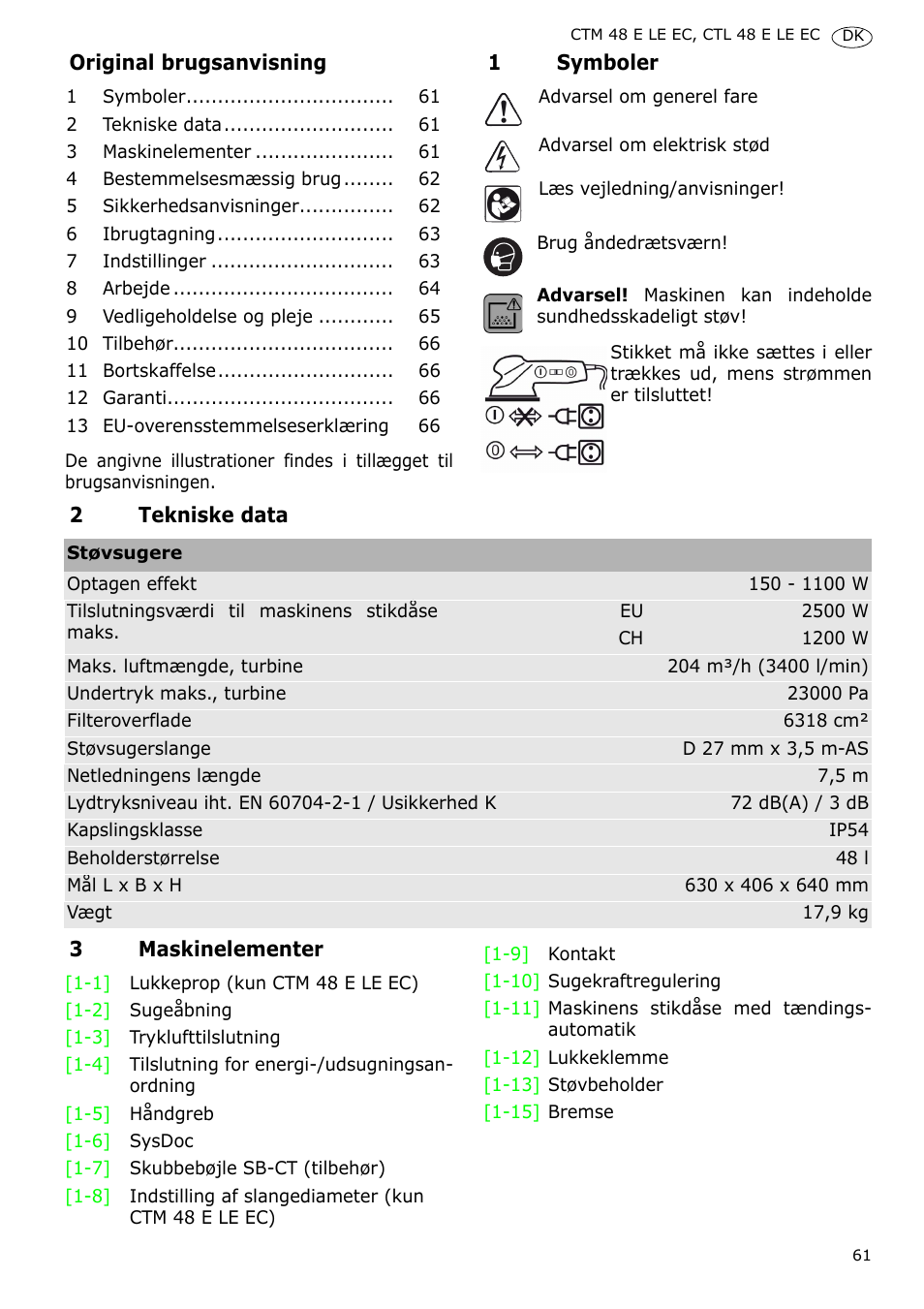 Festool CTH 48 E-LE-AC CLEANTEX User Manual | Page 61 / 101