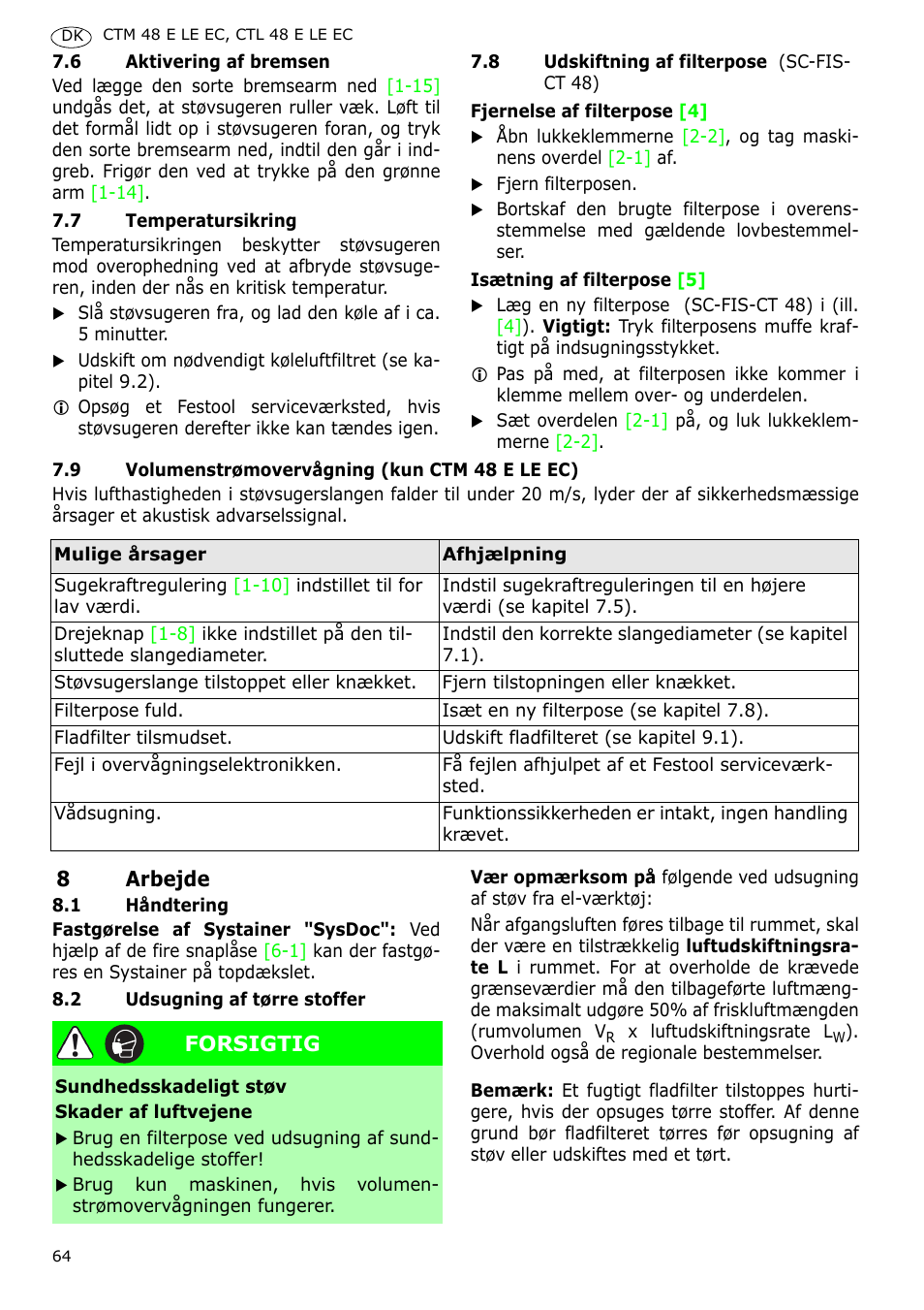 Festool CTH 48 E-LE-AC CLEANTEX User Manual | Page 64 / 101