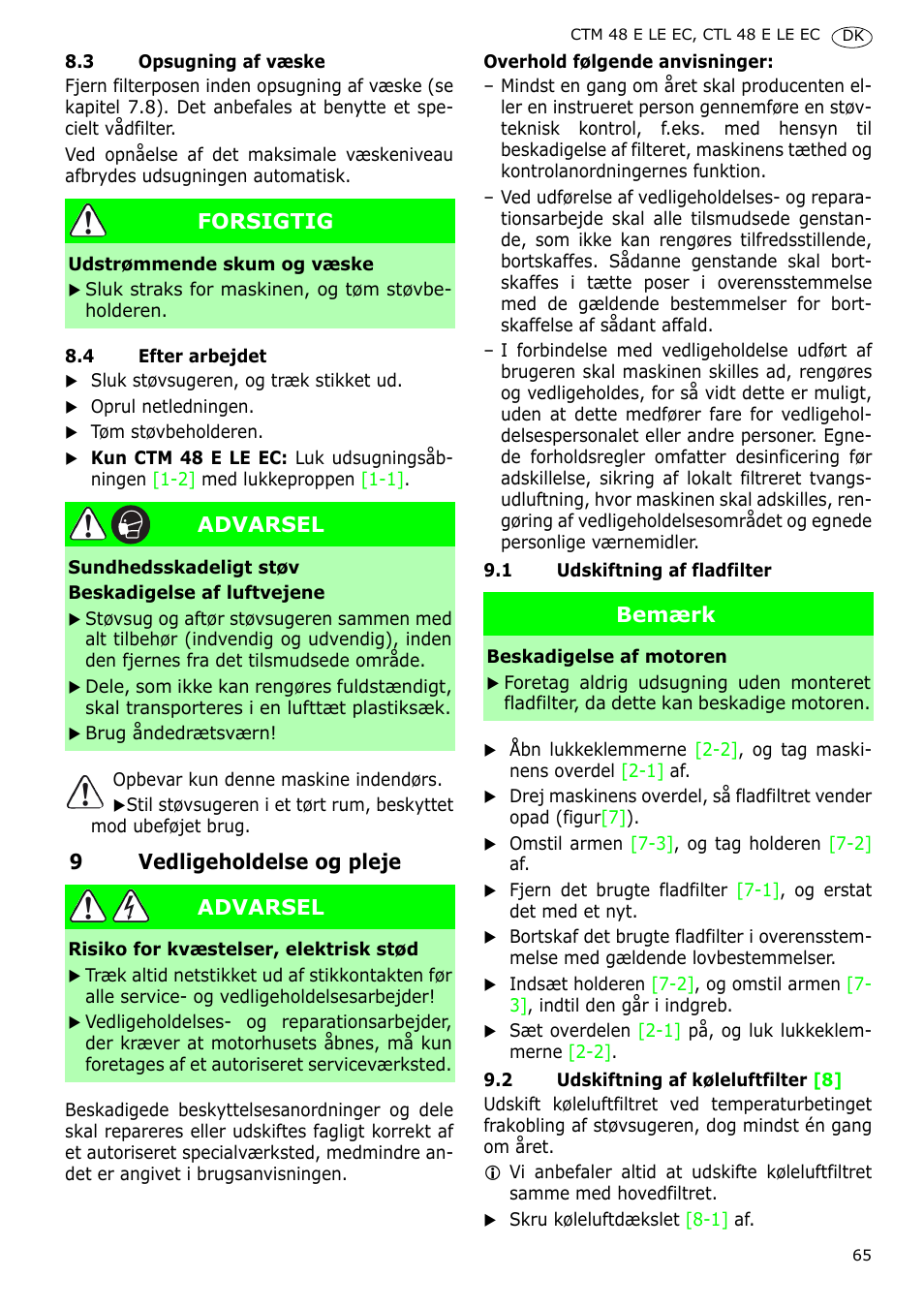 Festool CTH 48 E-LE-AC CLEANTEX User Manual | Page 65 / 101