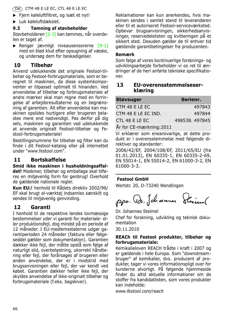 Festool CTH 48 E-LE-AC CLEANTEX User Manual | Page 66 / 101