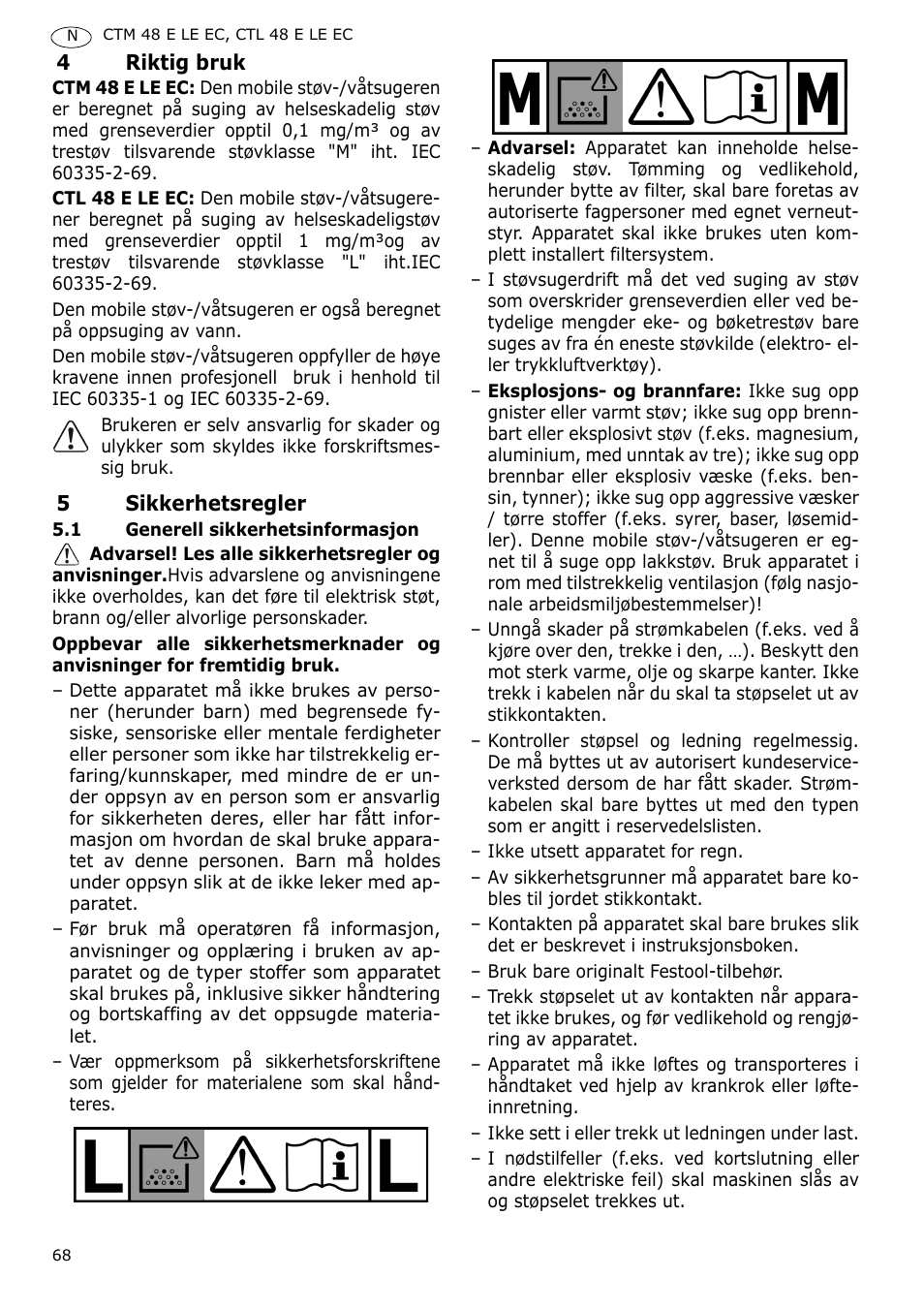 Festool CTH 48 E-LE-AC CLEANTEX User Manual | Page 68 / 101