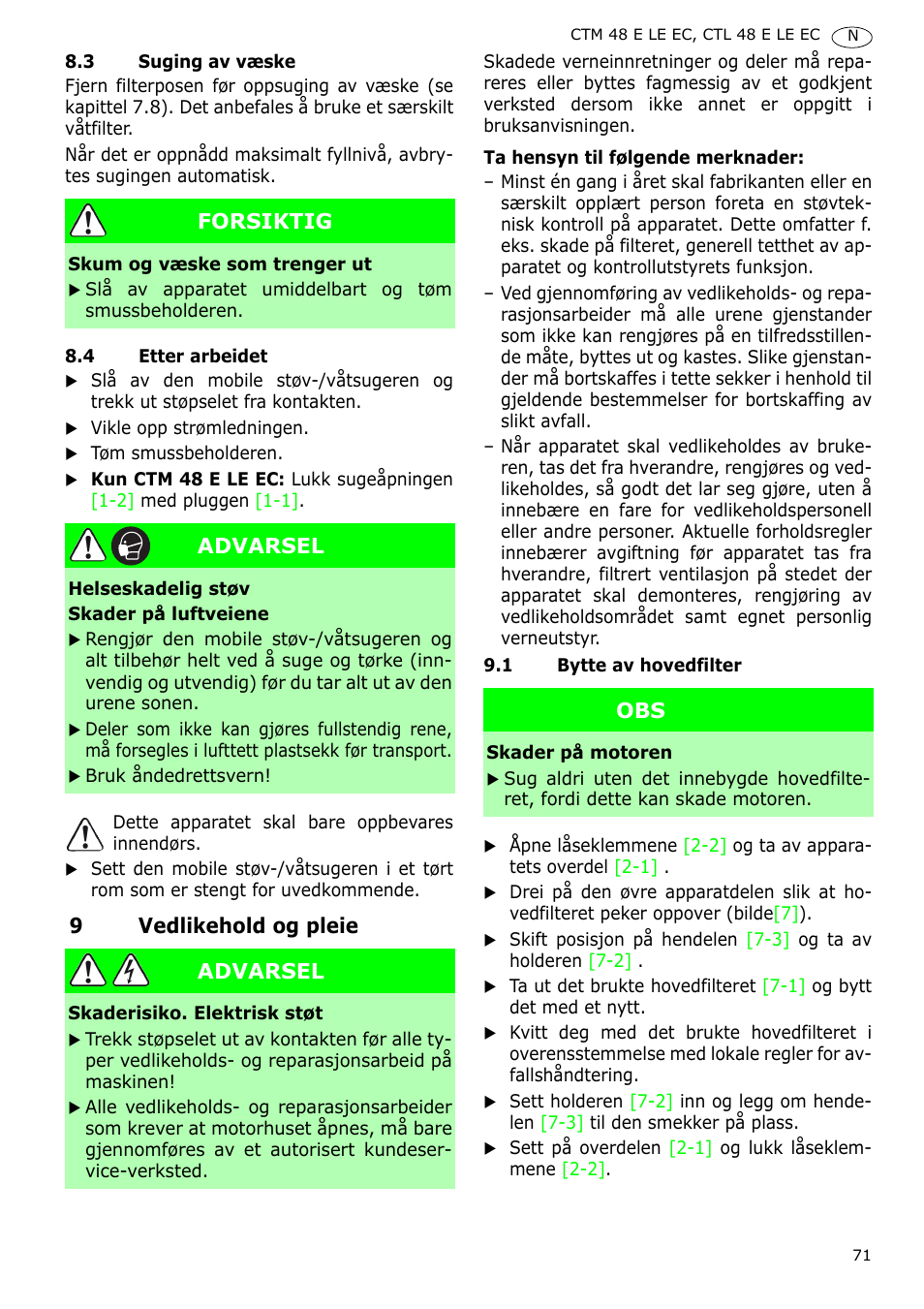 Festool CTH 48 E-LE-AC CLEANTEX User Manual | Page 71 / 101