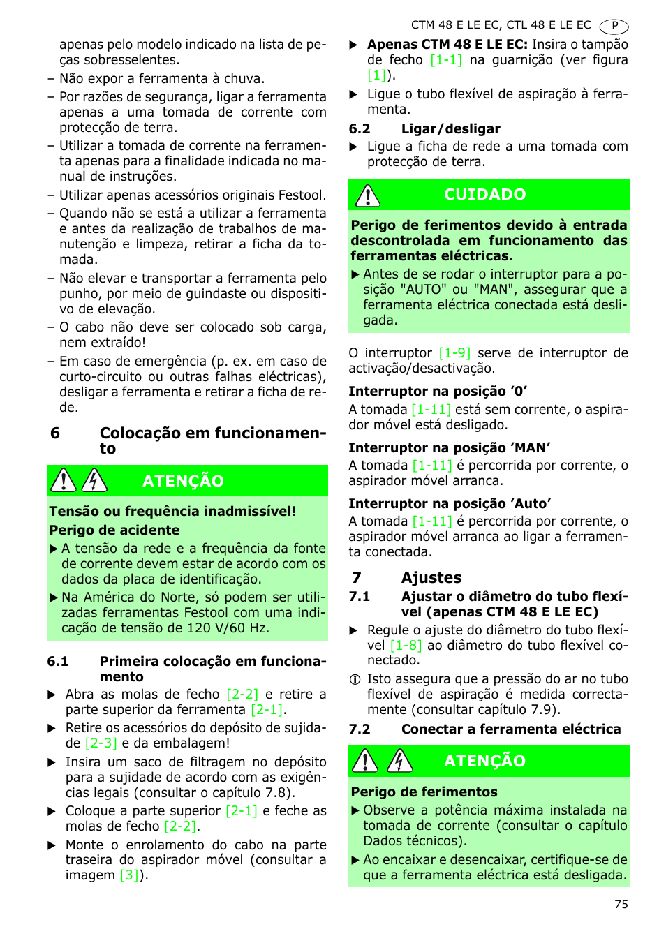 Festool CTH 48 E-LE-AC CLEANTEX User Manual | Page 75 / 101